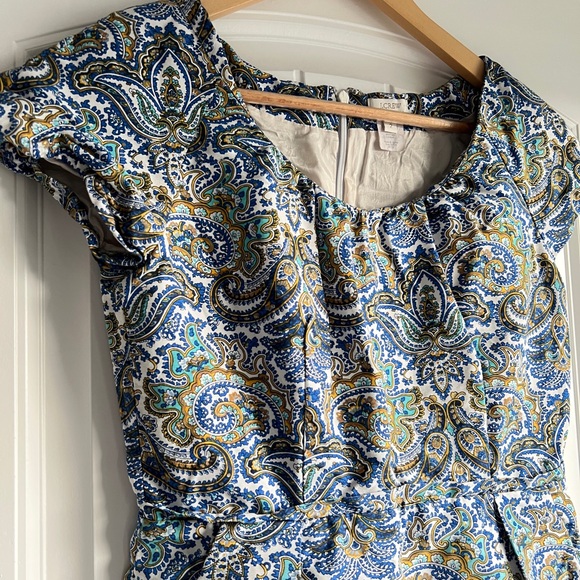 J. Crew peacock blue paisley dress - Picture 2 of 7